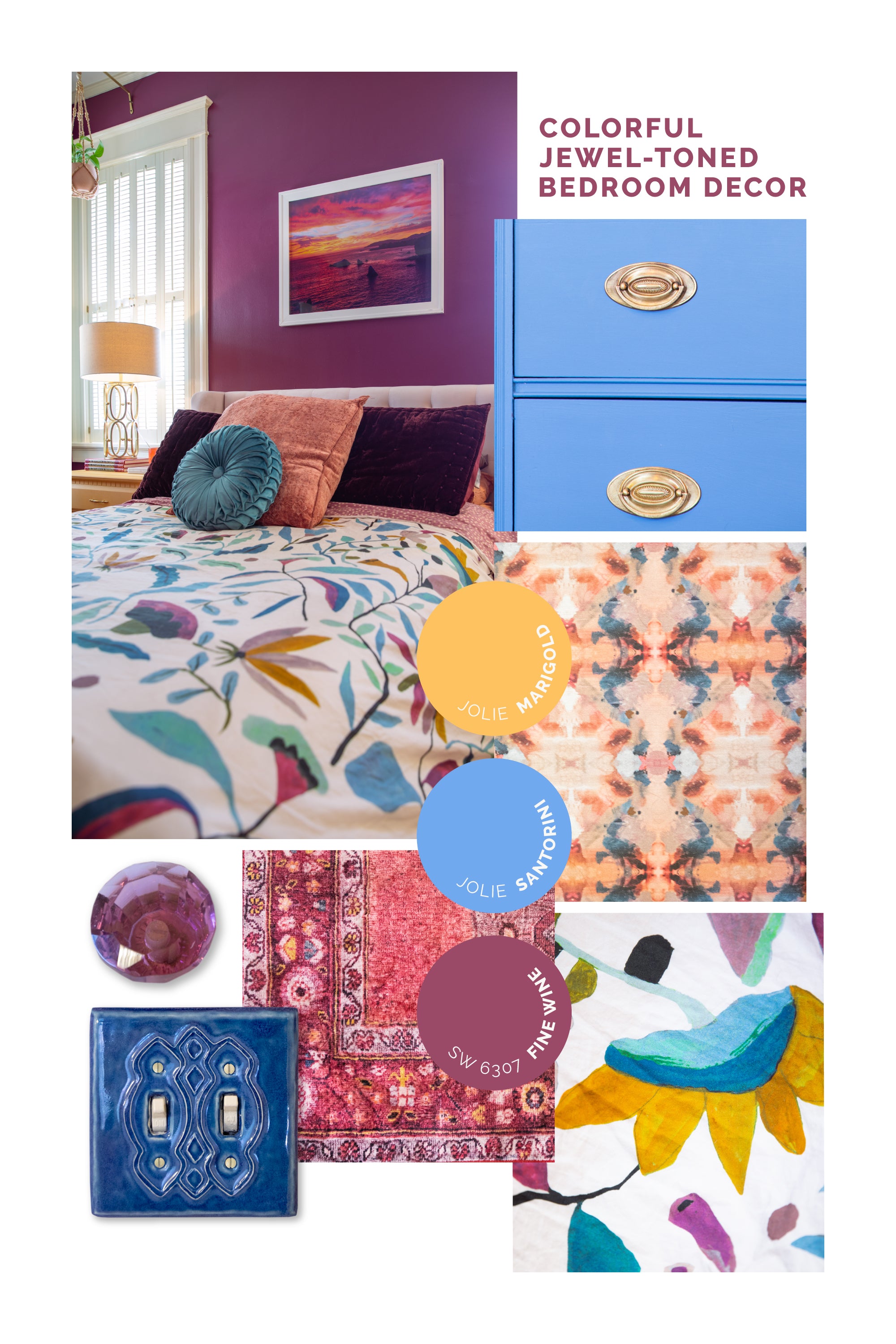 moody jewel tone bedroom decor mood board inspiration