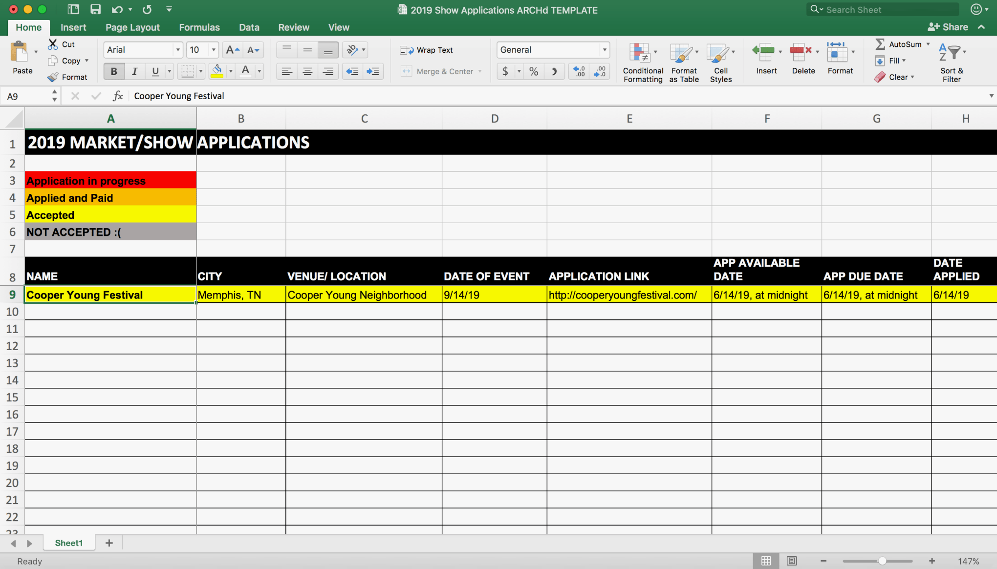 Vendor Booth show tracker Excel Spreadsheet Template