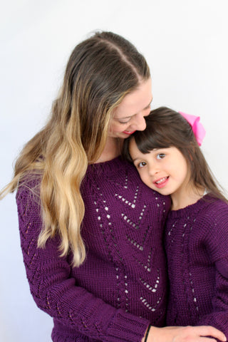 Megan & daughter in matching Blossom & Vine sweaters