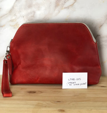 Red Leather Necessaire with minor imperfection