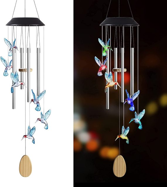 LED Solar Hummingbird Wind Chime