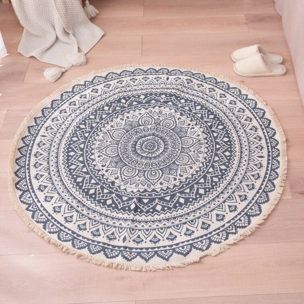 Boho Vintage Cotton and Linen Tassels Floor Rug – Level Decor