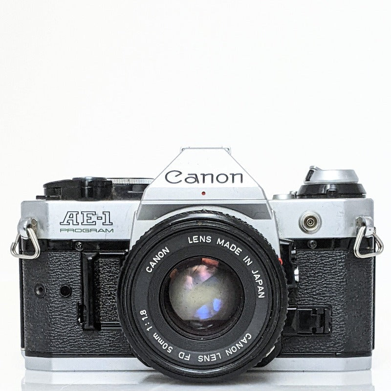 Canon AE-1 Program 35MM Film Camera w New FD 50/1.8 Lens, AE-1P