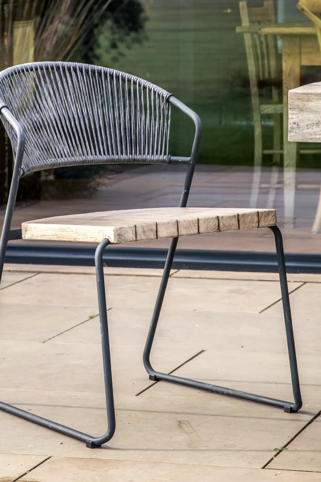 Aston Teak & Iron Outdoor Dining Chair | Modern Minimalist Garden