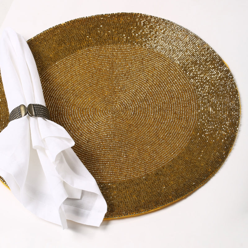 Gold Beaded Round Placemats - Set of 4
