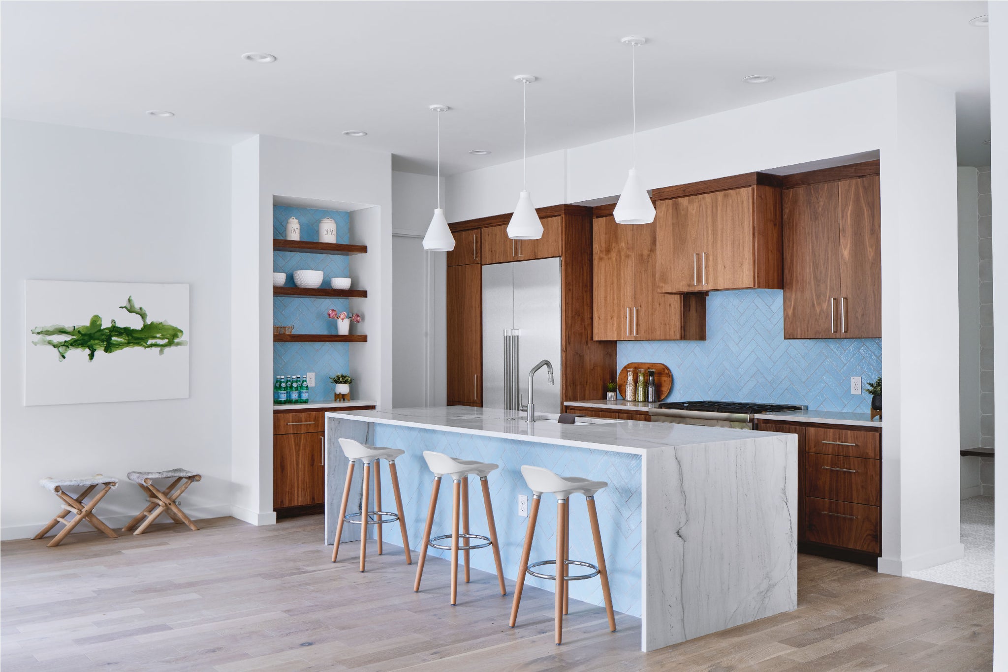 Blue and gray modern kitchen