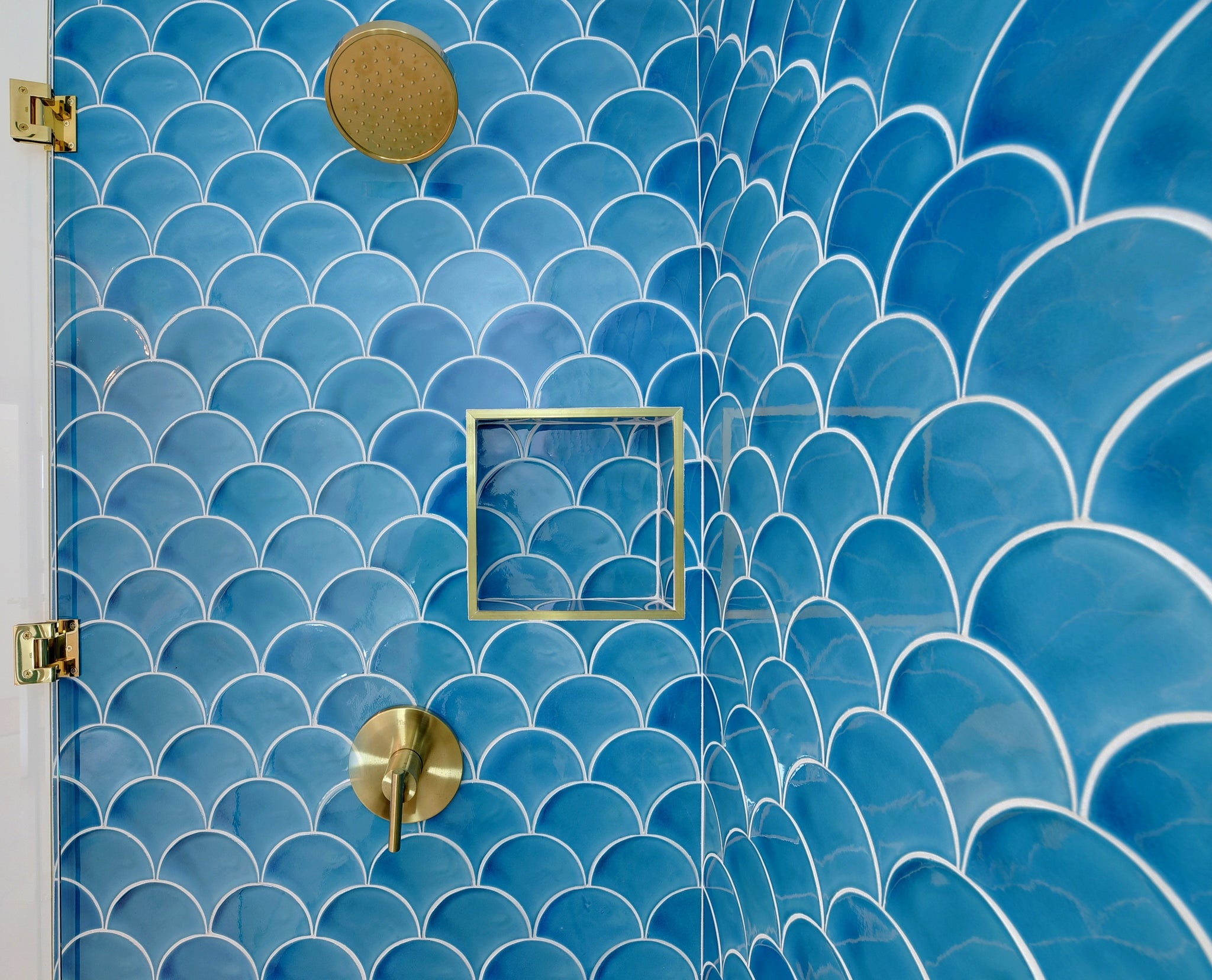 Blue and turquoise fish scale tiles