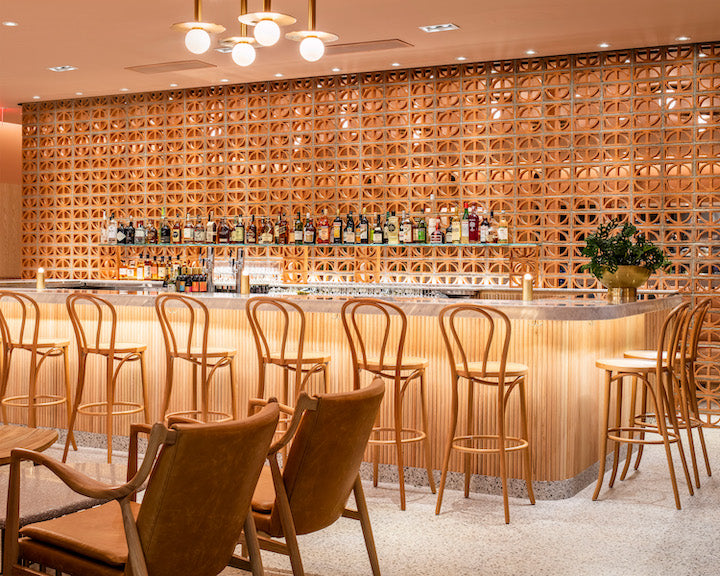 Breeze Blocks in bar wall and backsplash