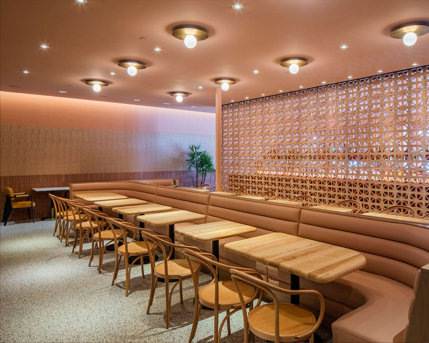 Interior accent breeze blocks walls in dinning room