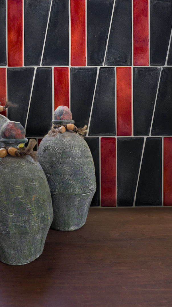 Red and Black wall tiles by Clay Imports