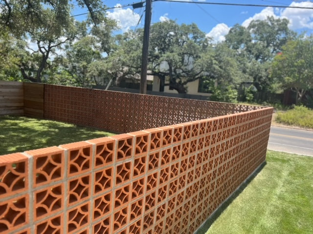 Front yard with breeze blocks