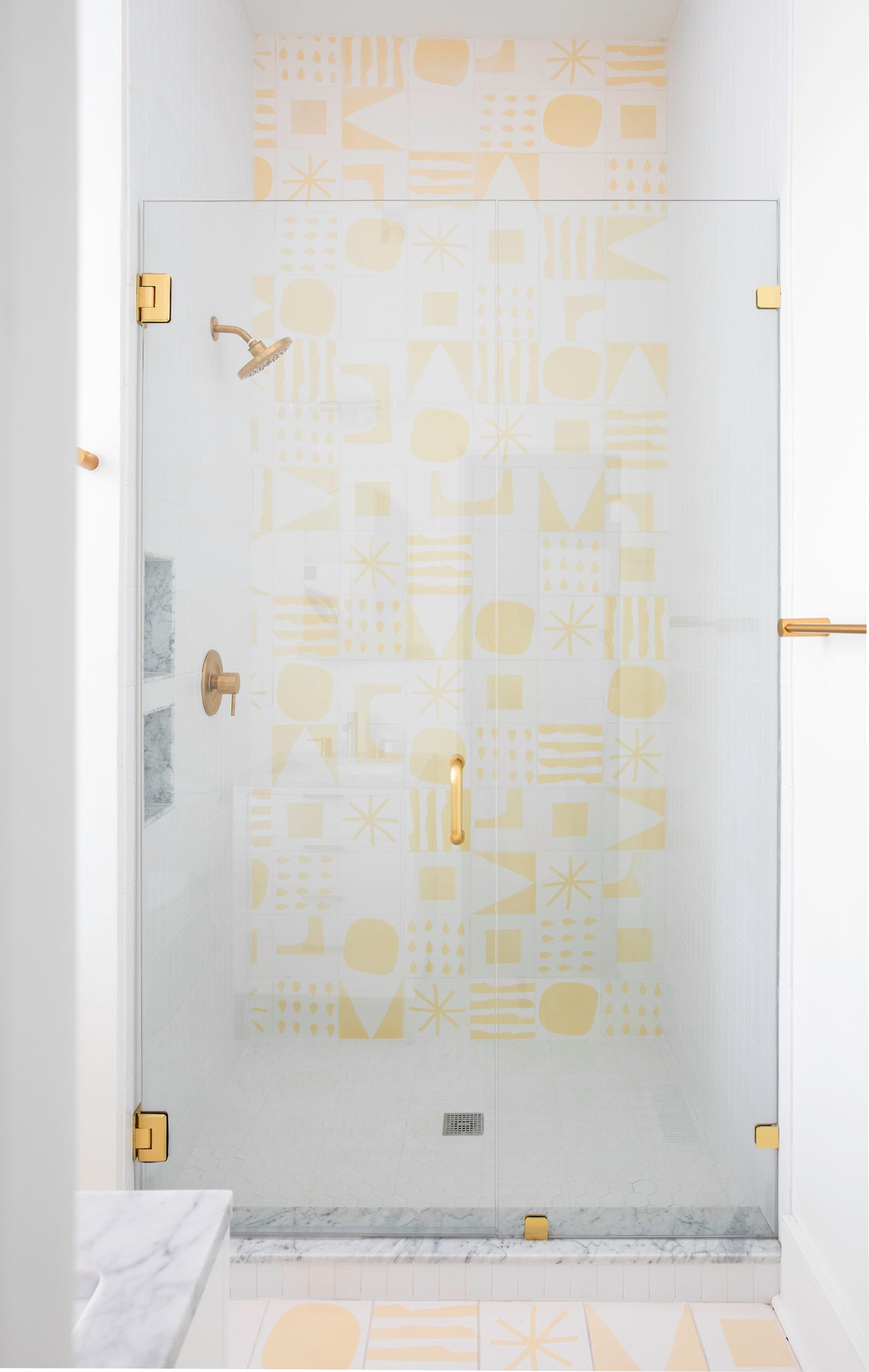 Bathroom with yellow hand painted tiles