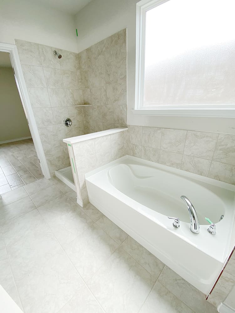 Bathroom before glazed tile installation