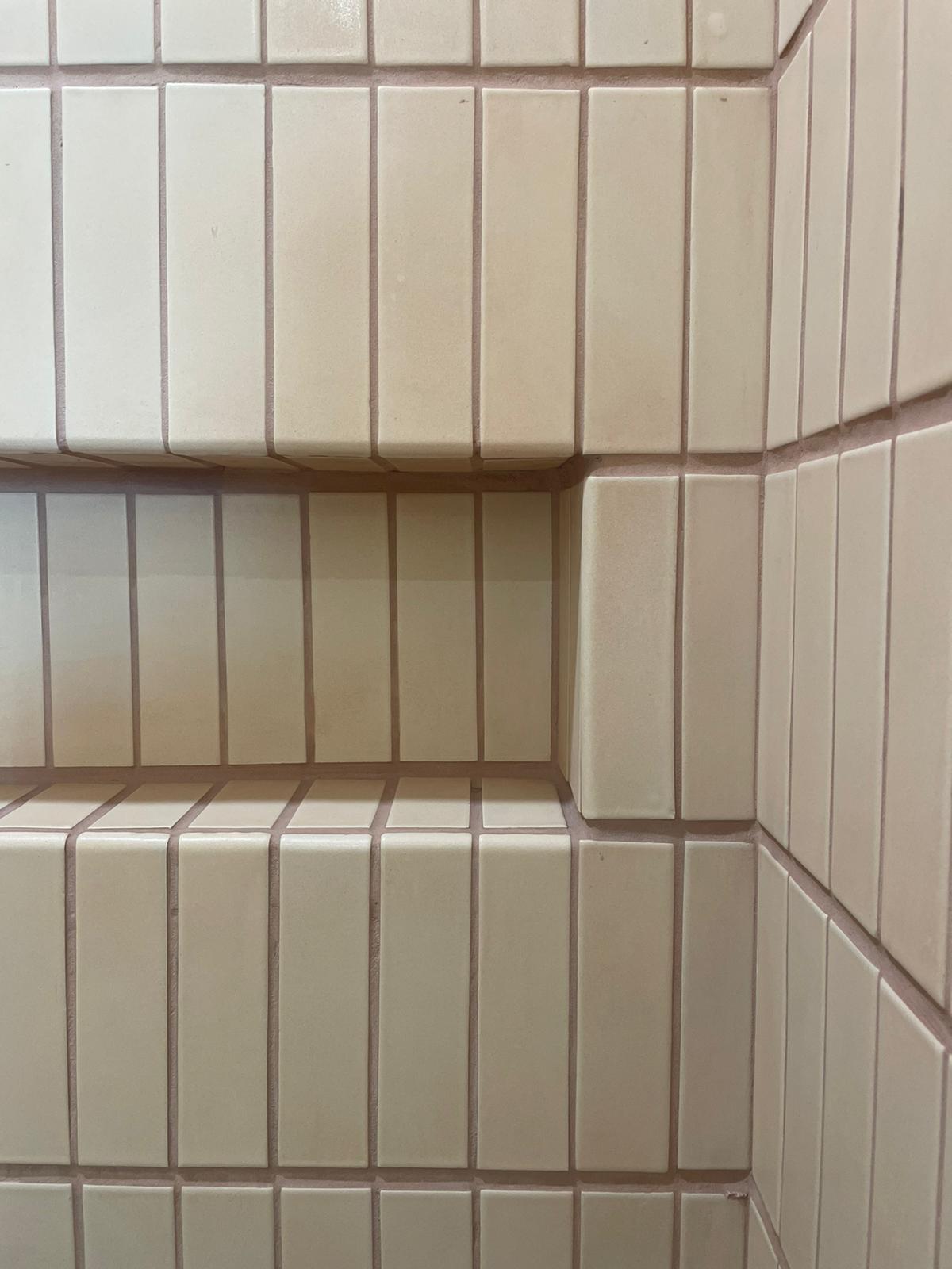 Off white brick tile with wide grout lines clay imports