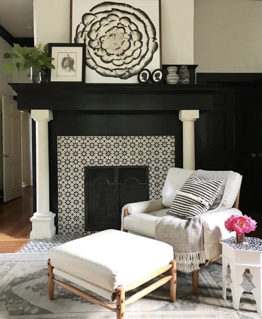 Becca Stephens Black Clay Tile Fireplace Surround Design