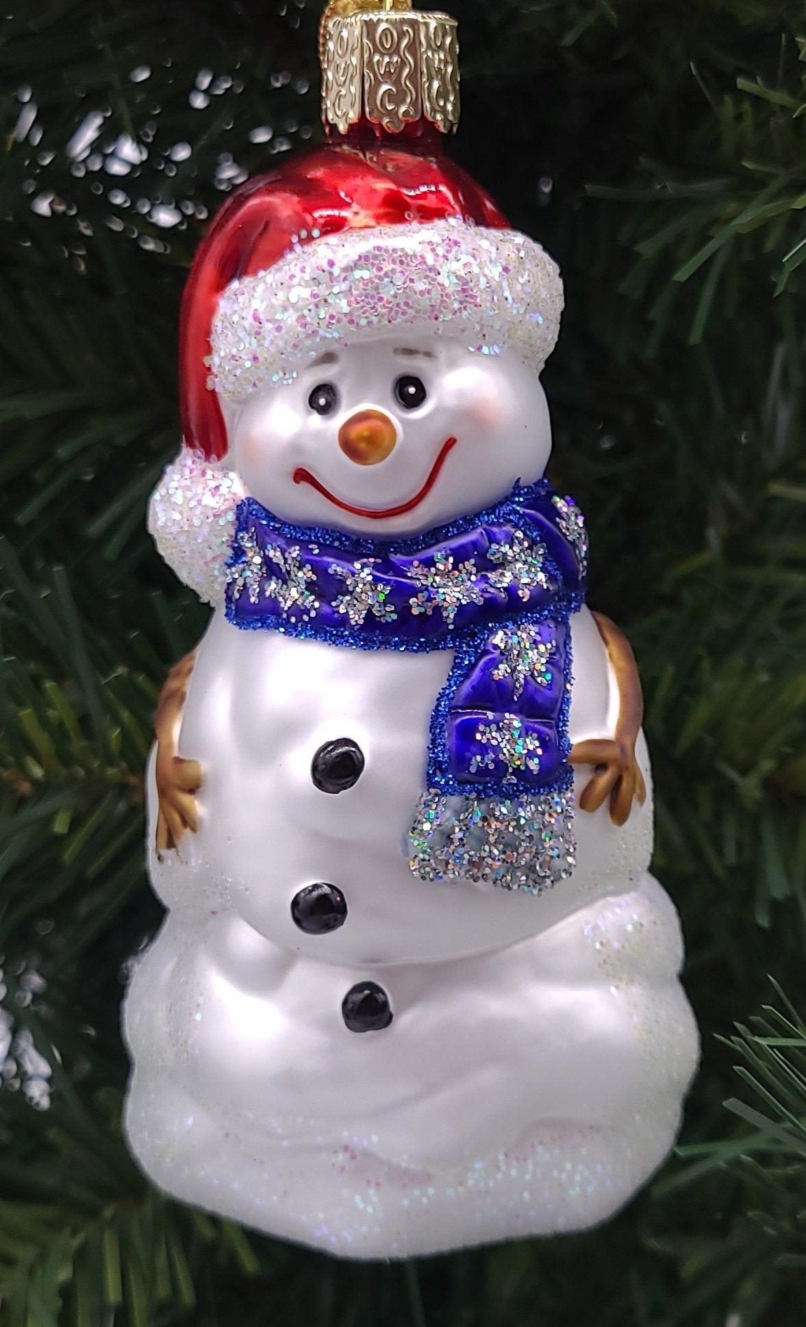 Lliurament de vidre bufat Bonic adorn de Nadal amb ninot de neu: decoració nadalenca del Mercat de Nadal de Schmidt