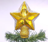 Pūsto stiklo mažas žvaigždžių medžio viršutinis kalėdinis papuošalas - „Schmidt“ kalėdinės mugės kalėdinis papuošimas