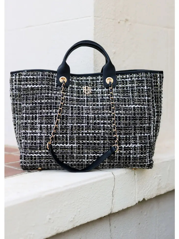 MELISSA TOTE BAG - BLACK TWEED