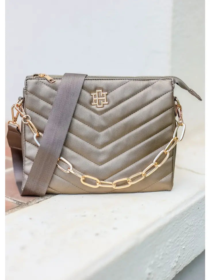 ARIANA QUILTED CROSSBODY - BRONZE