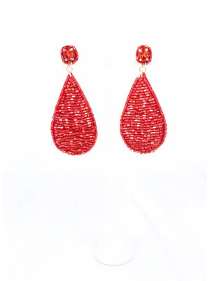 KATHLEEN BEADED DROP EARRING - RED - Main Street Chic Boutique