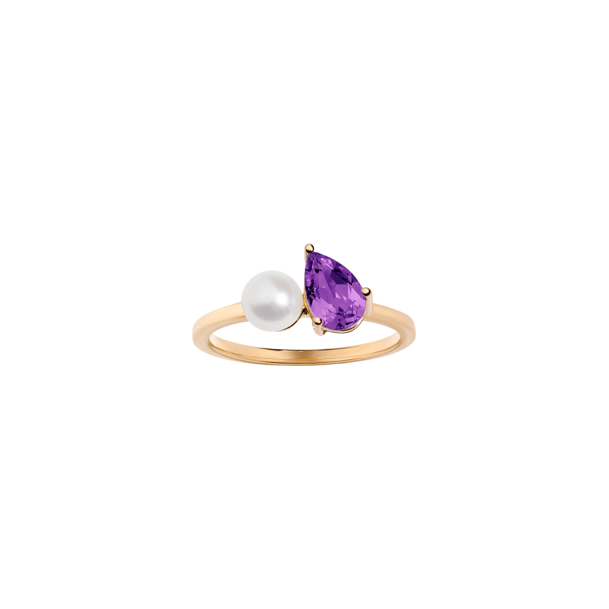 Shop Aurate New York Pearl Toi Et Moi Ring - Purple Amethyst In Yellow