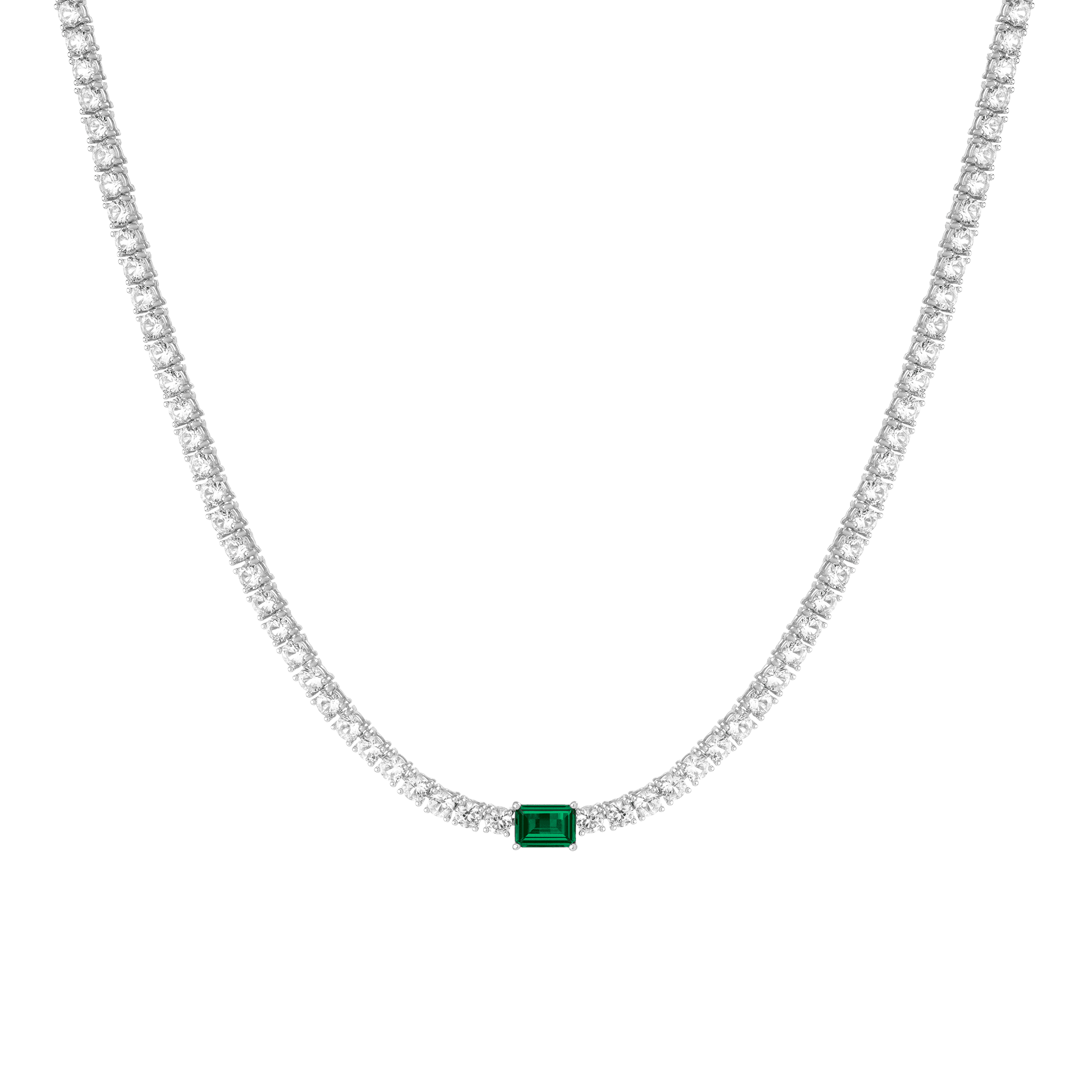 Shop Aurate New York White Sapphire Tennis Necklace With Emerald