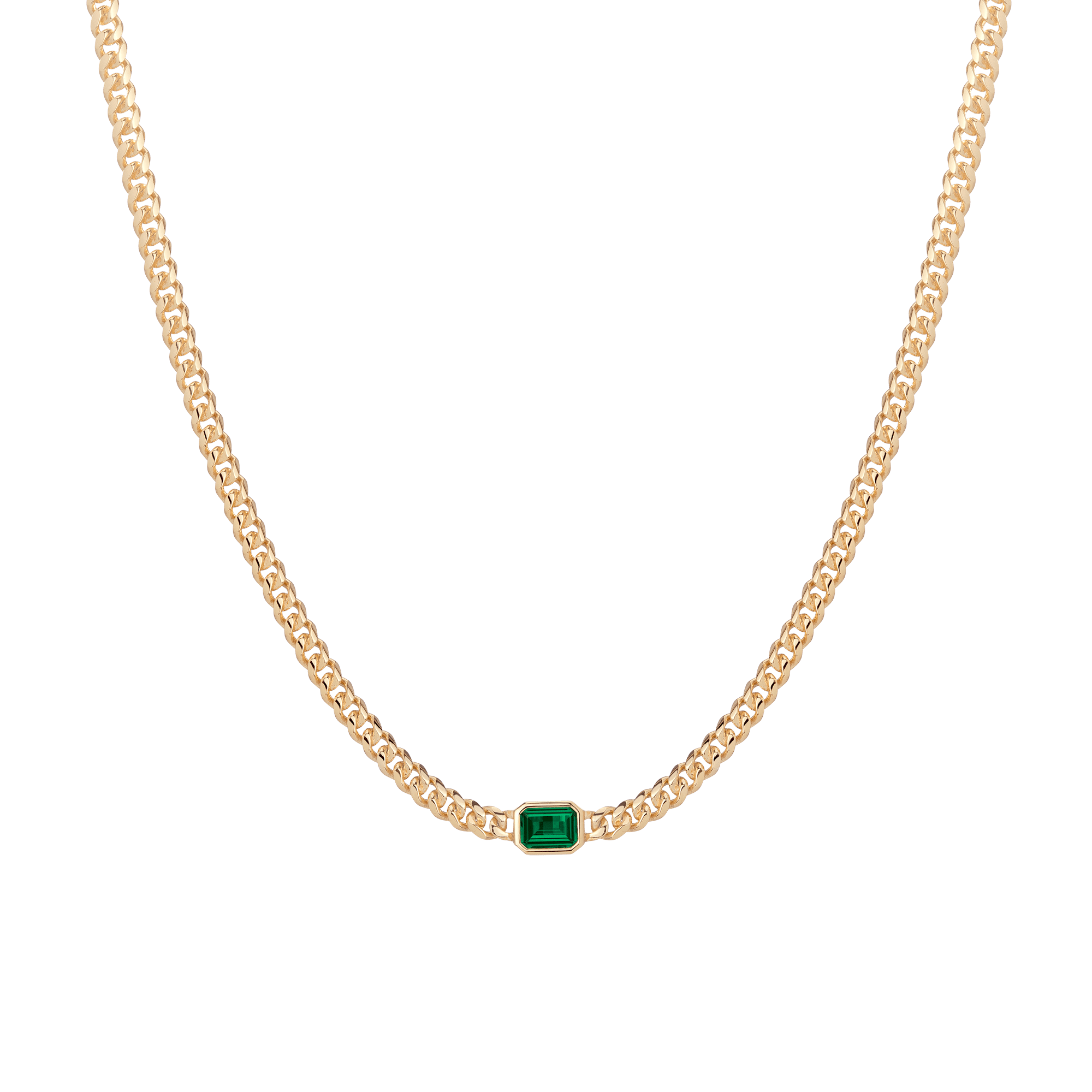 Shop Aurate New York Emerald Curb Chain Necklace In Yellow