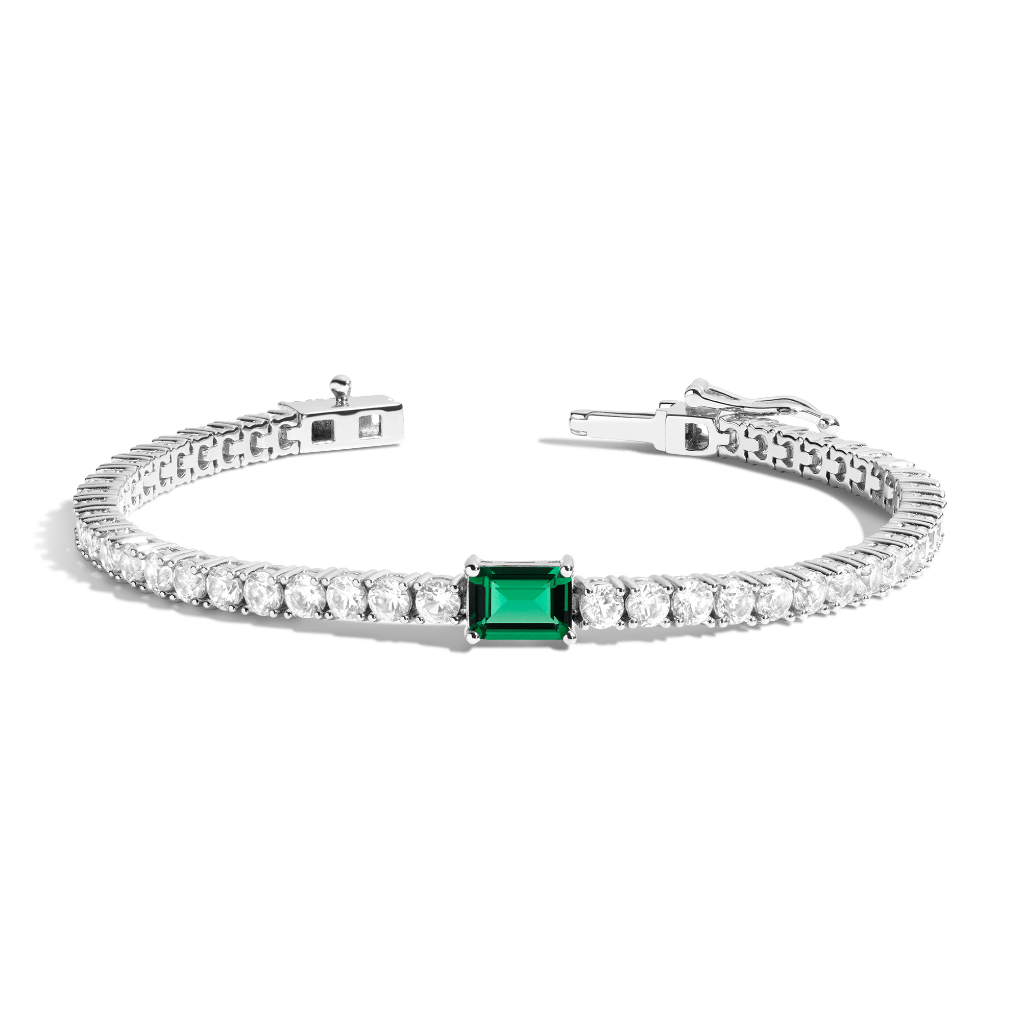 Shop Aurate New York White Sapphire Tennis Bracelet With Emerald