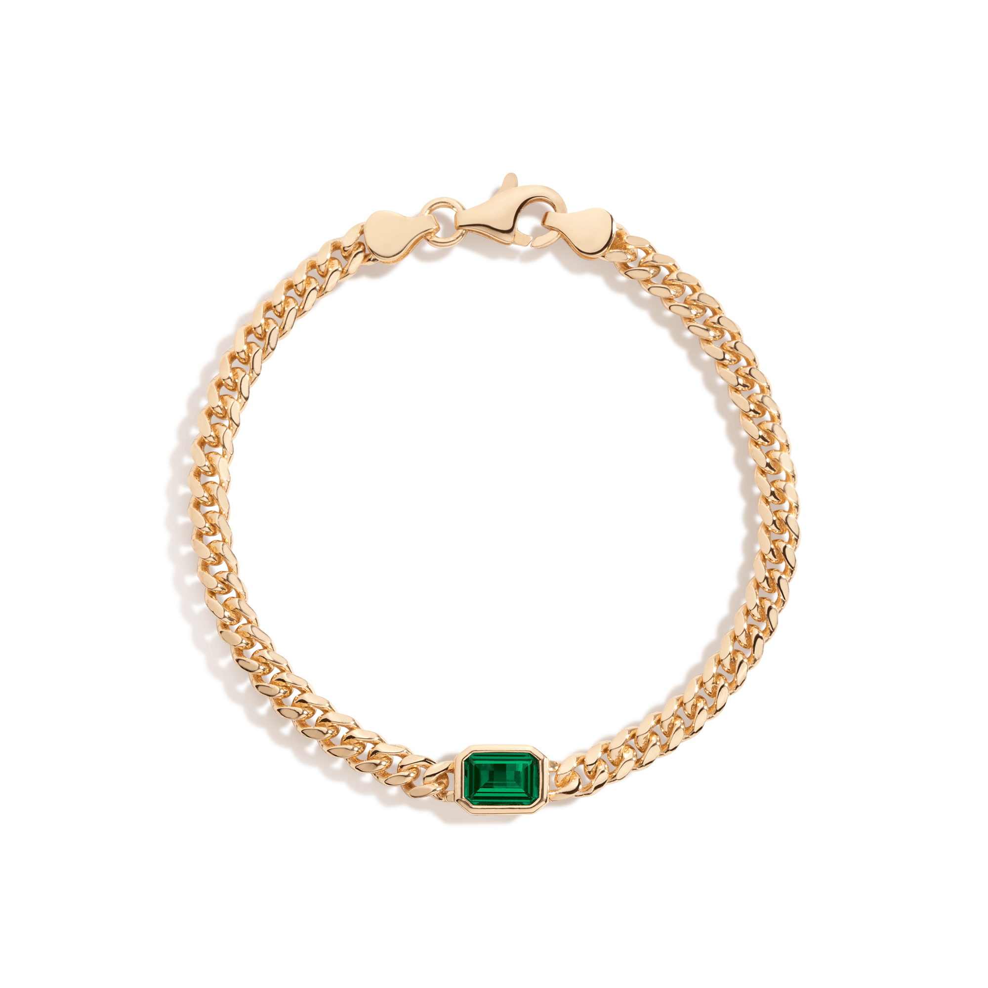 Shop Aurate New York Emerald Curb Chain Bracelet In Yellow
