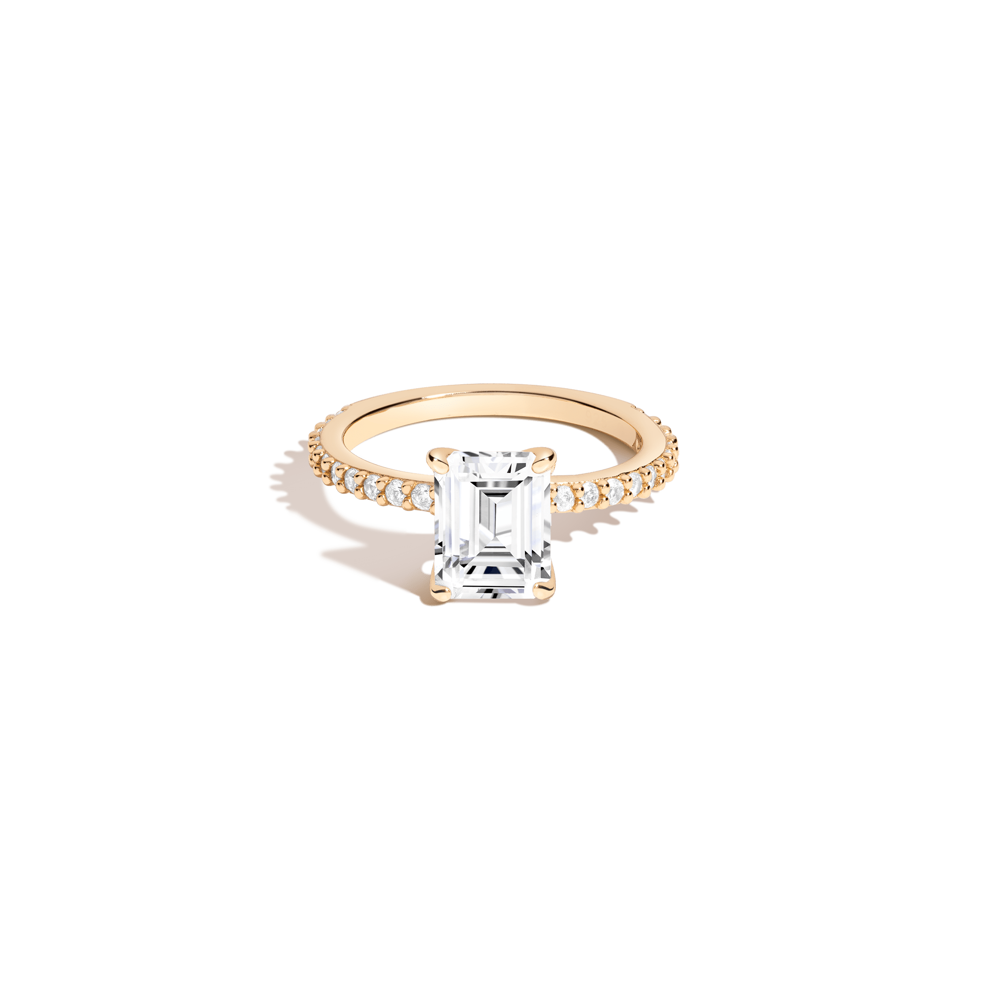 Shop Aurate New York Emerald White Sapphire Solitaire Pavé Ring In Yellow