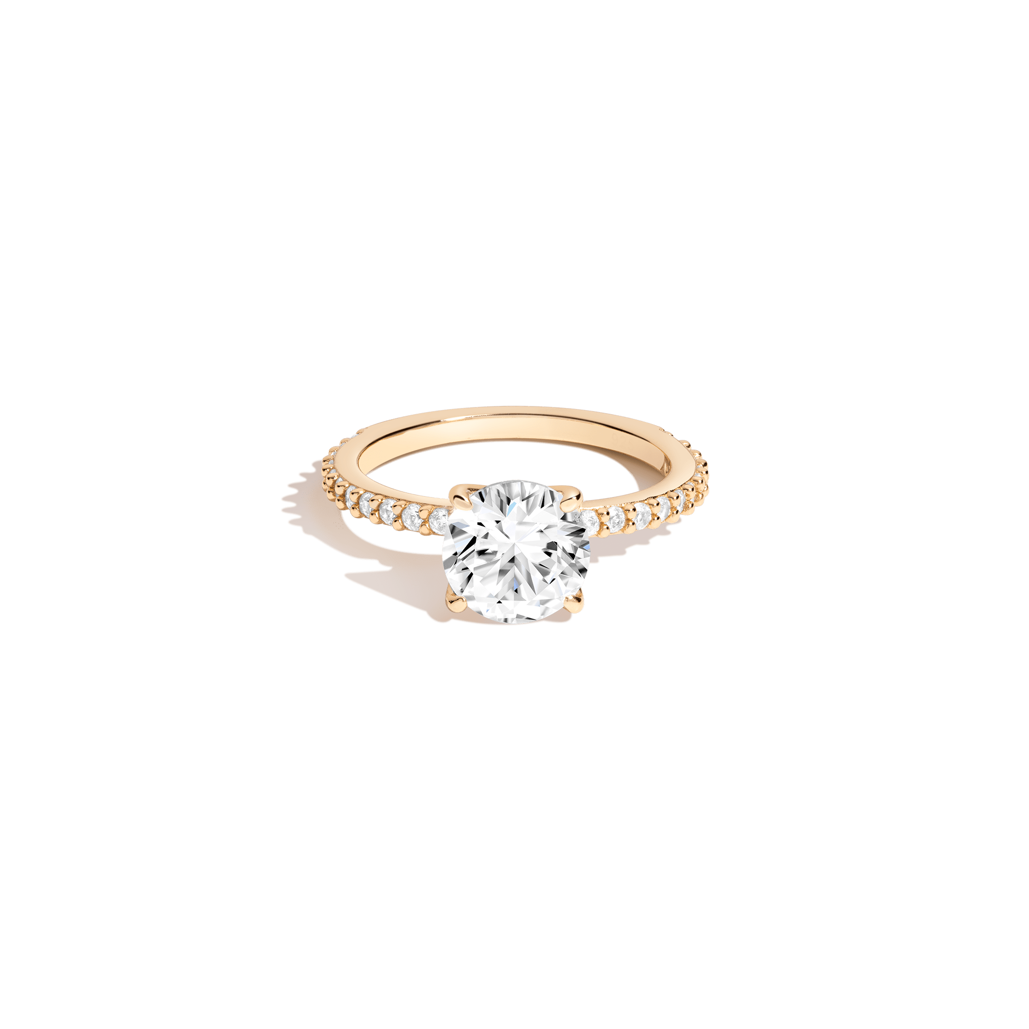 Shop Aurate New York Round White Sapphire Solitaire Pavé Ring In Yellow