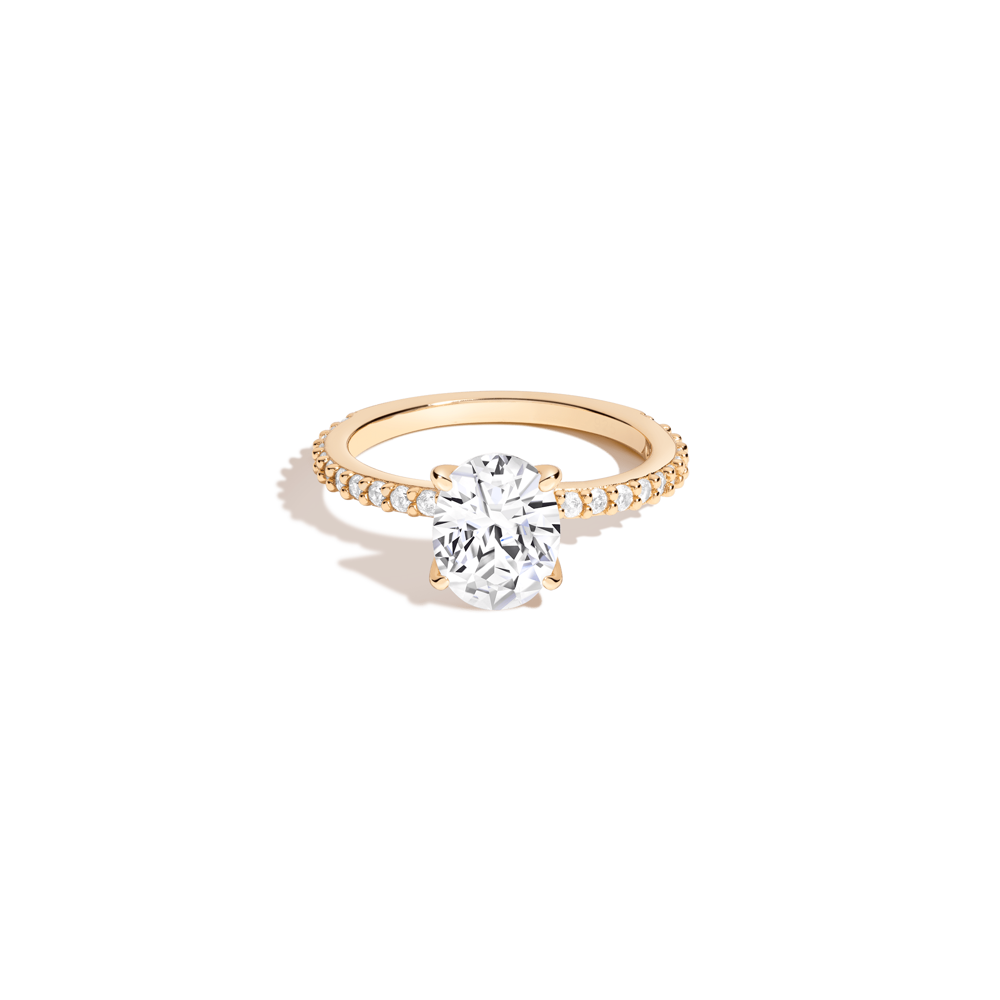 Shop Aurate New York Oval White Sapphire Solitaire Pavé Ring In Yellow