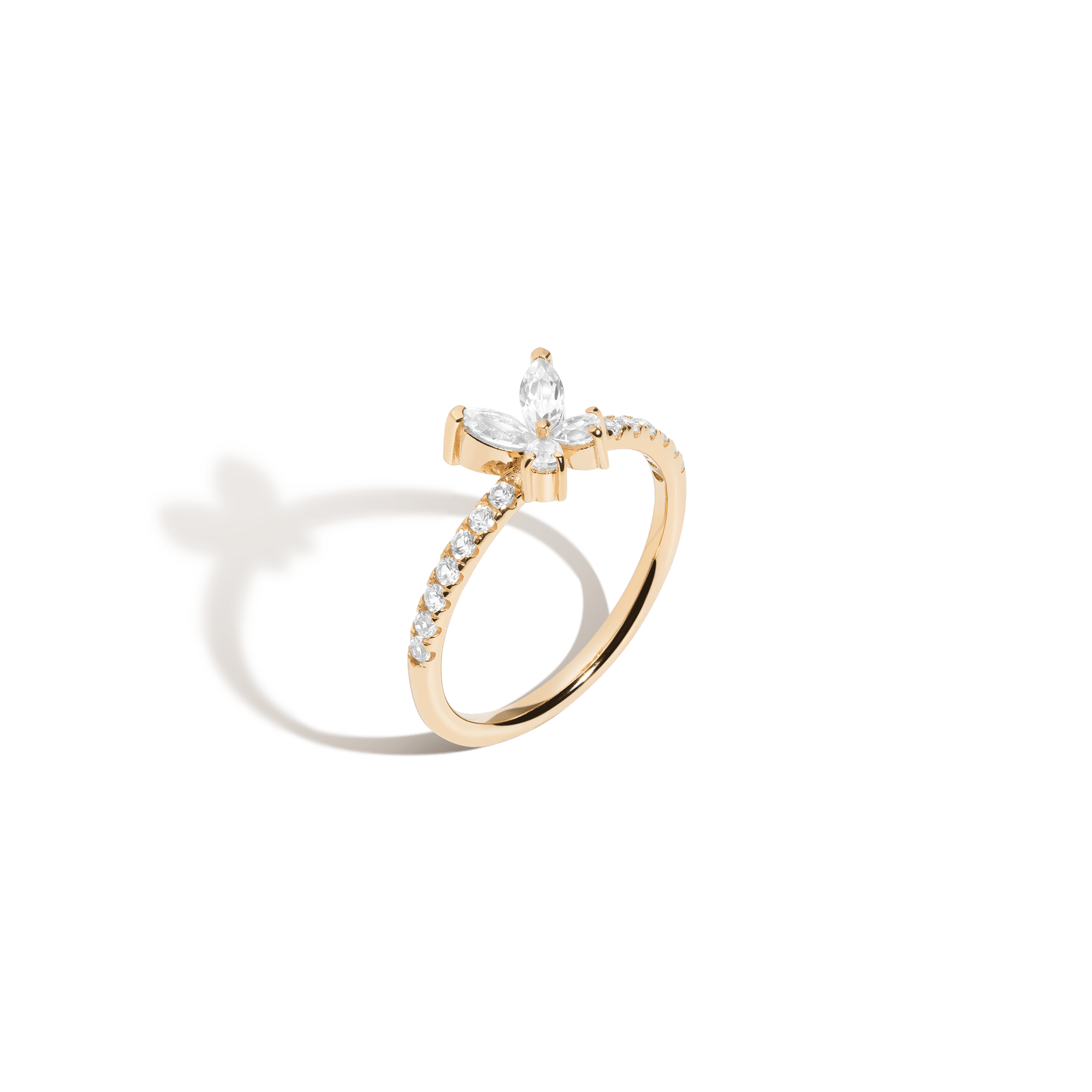 Shop Aurate New York White Sapphire Butterfly Ring In Rose
