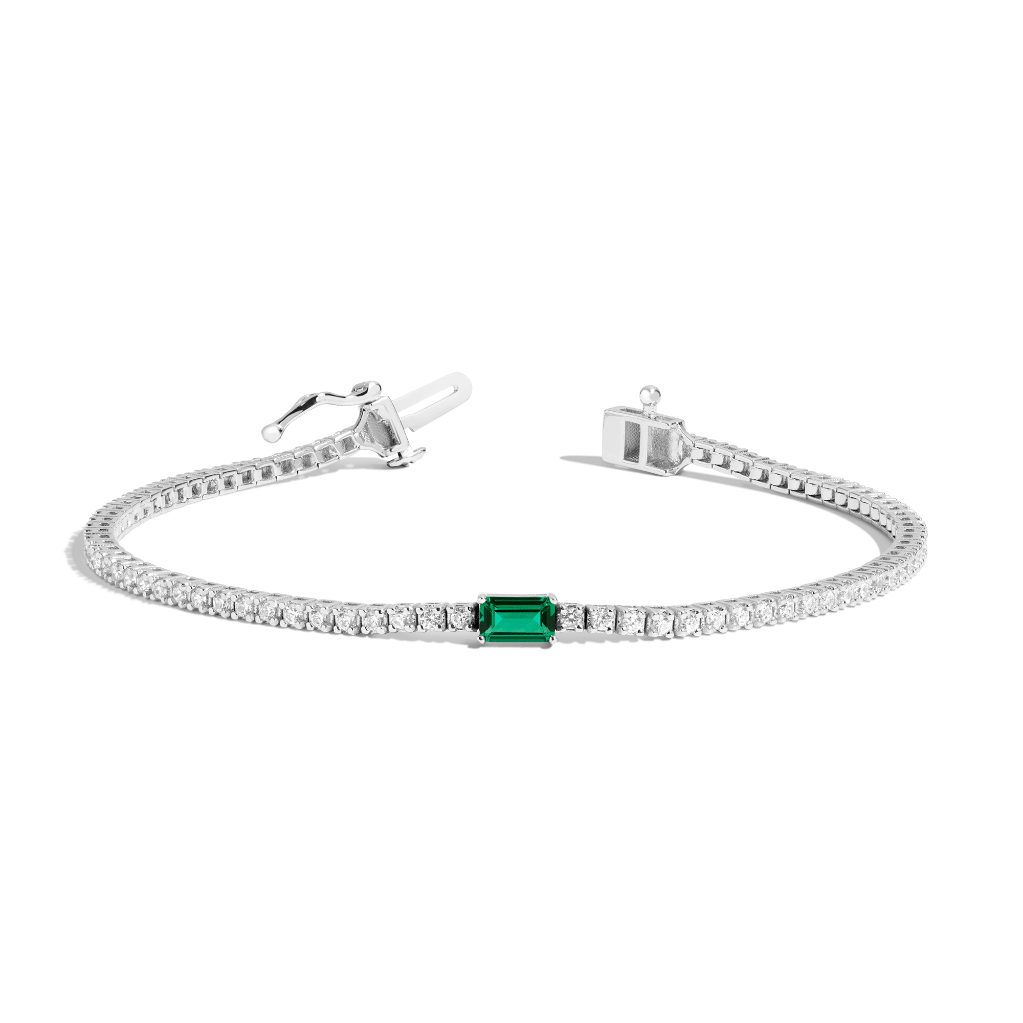 Shop Aurate New York Diamond Tennis Bracelet With Emerald In White