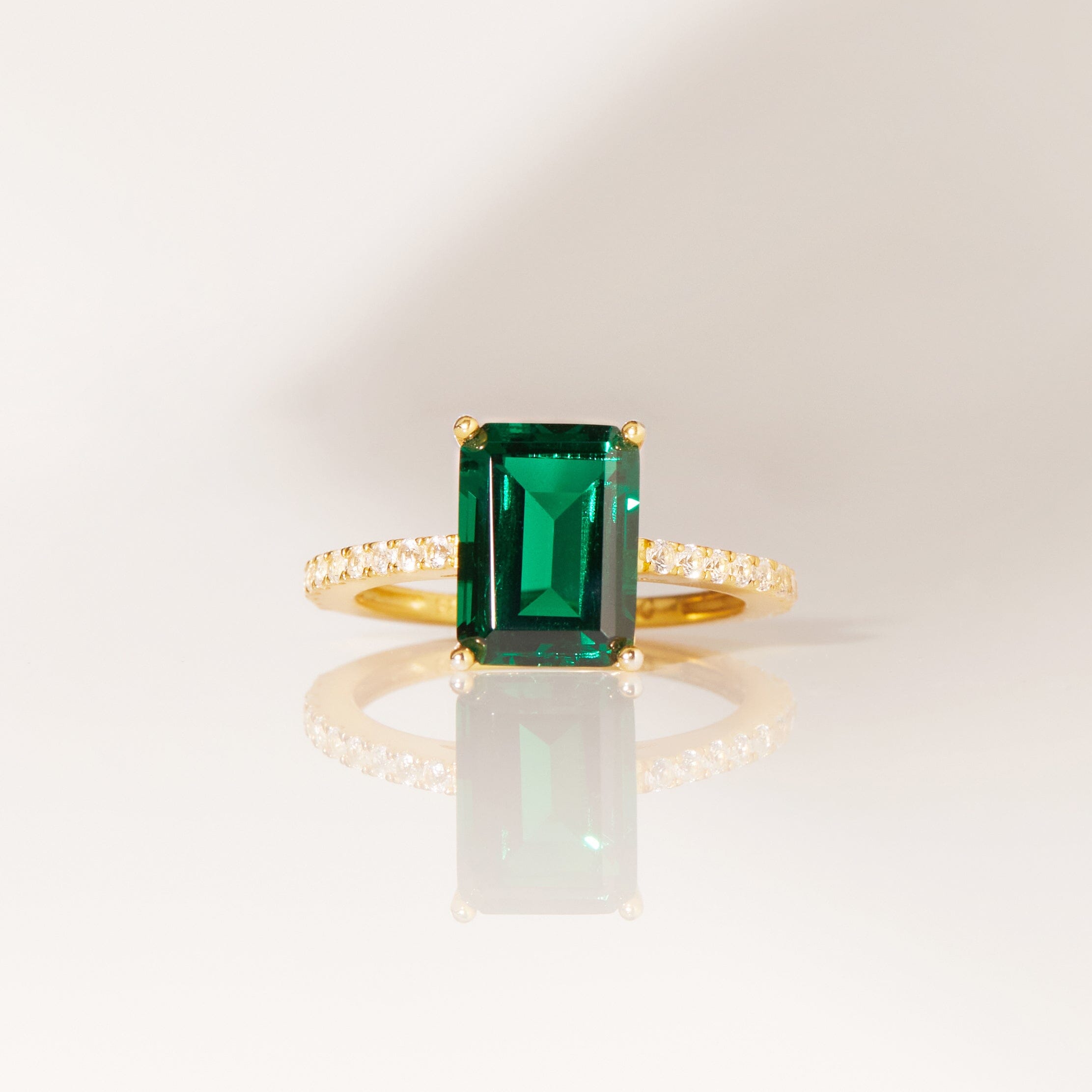 Shop Aurate New York Emerald Solitaire Pavé Ring In Yellow