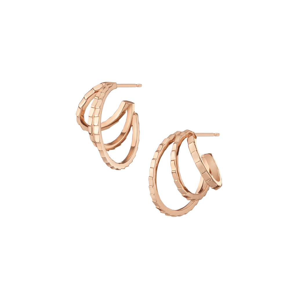 Infinity Deco Triple Gold Hoop Earrings in Yellow, Rose or White Gold