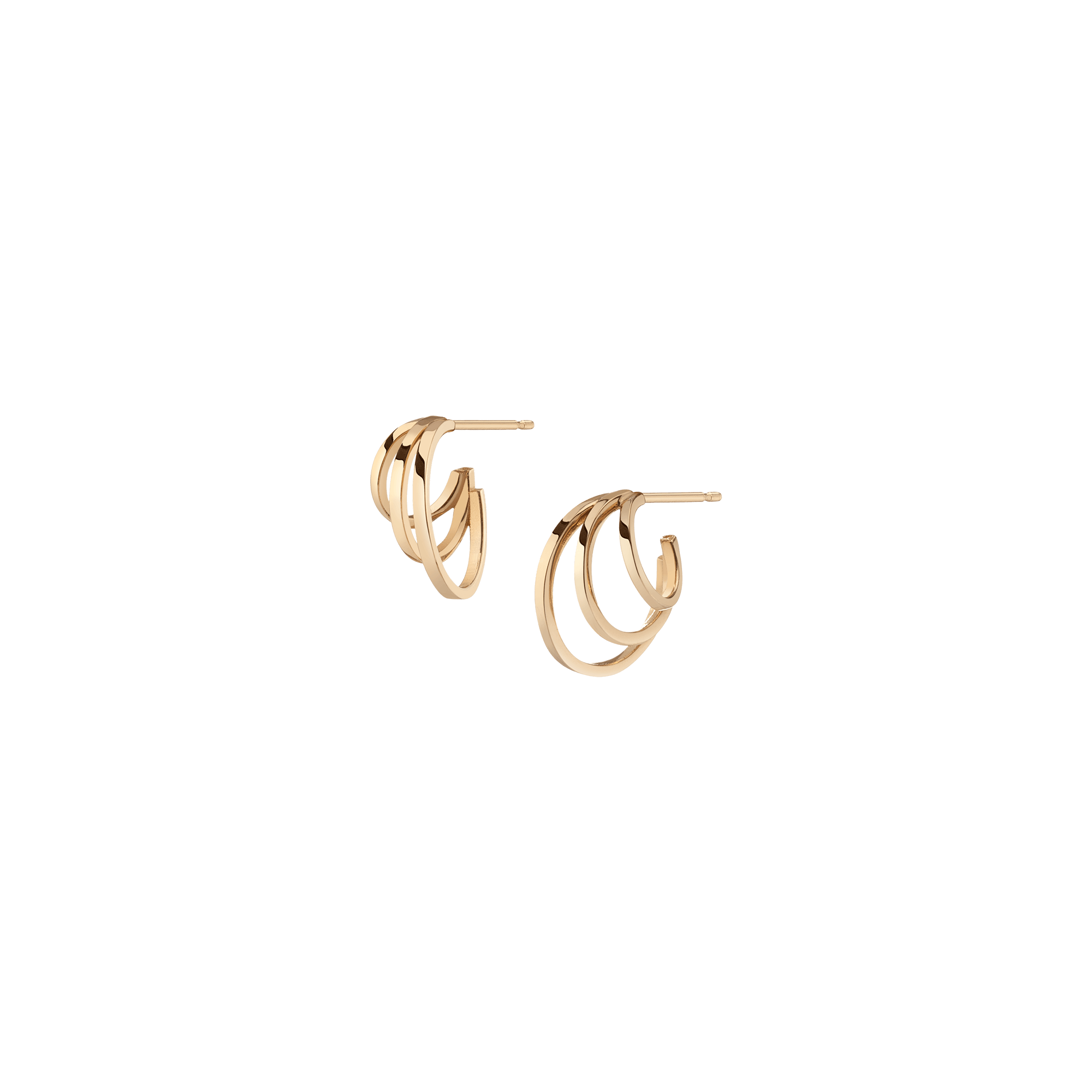 Mini Deco Triple Hoop Earrings in Yellow, Rose or White Gold