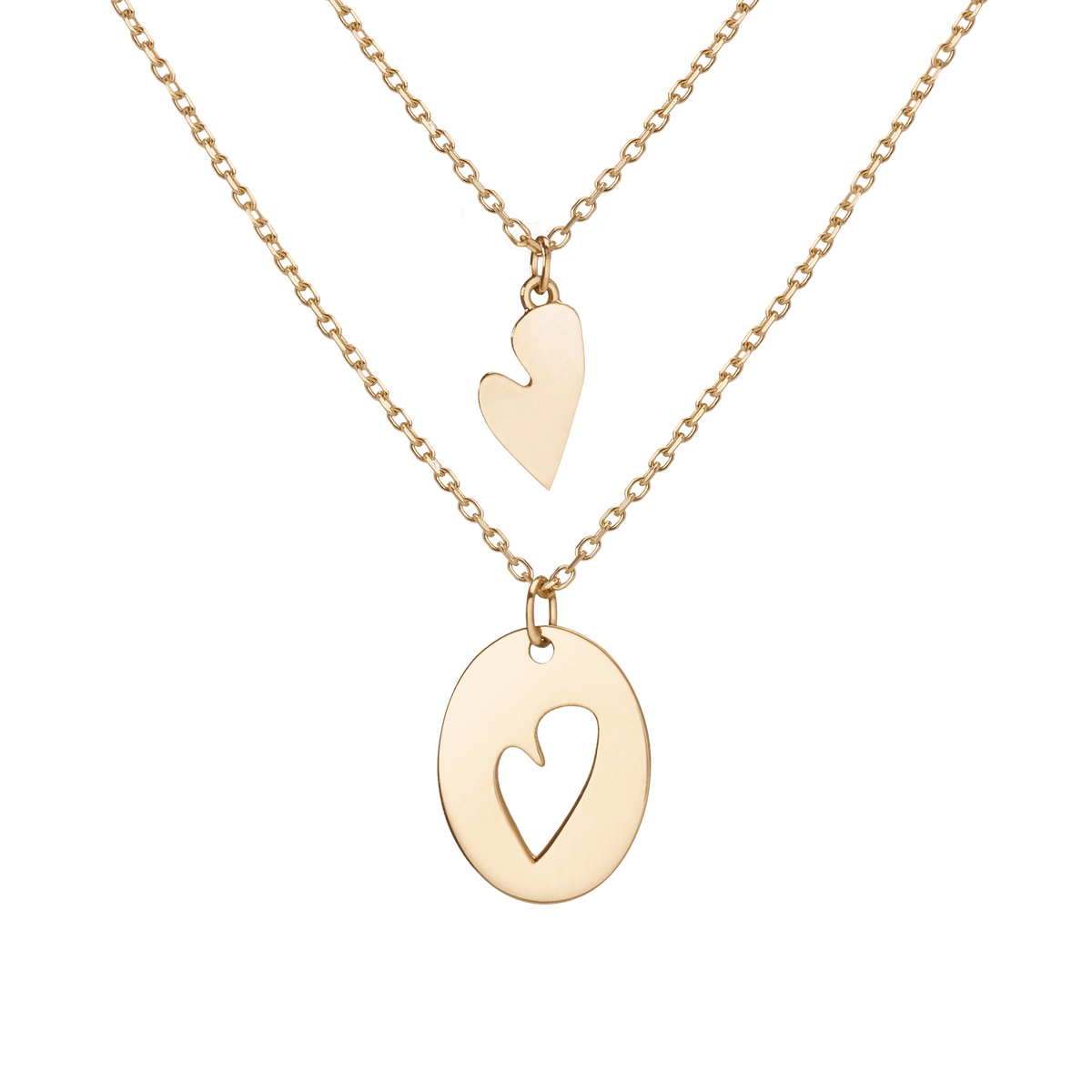 Mom and Me Heart Necklace Set in Yellow 