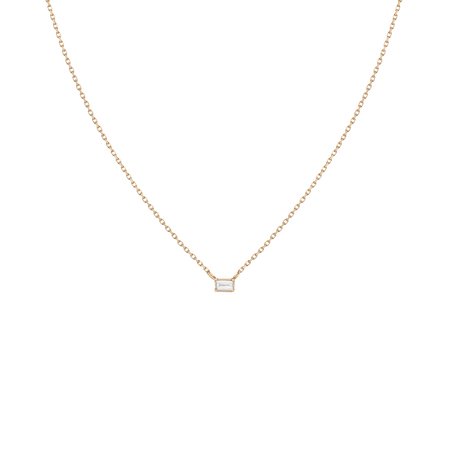 Solo Baguette Diamond Necklace in Yellow, Rose or White Gold