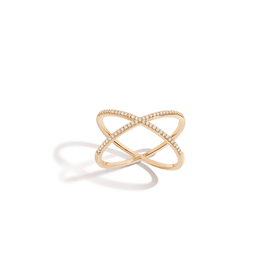 X Ring with White Diamonds in Yellow, Rose or White Gold