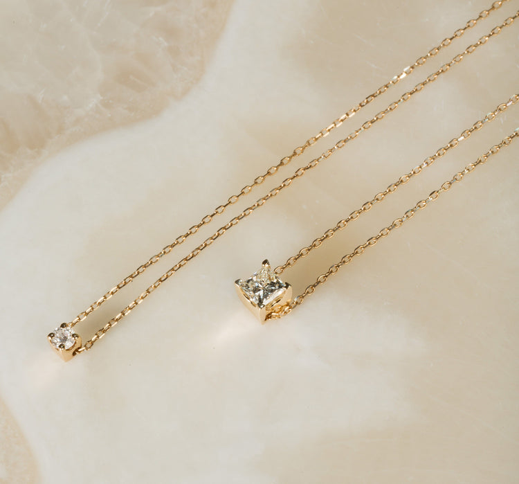 Large Diamond Pendant Necklace in Yellow, Rose or White Gold