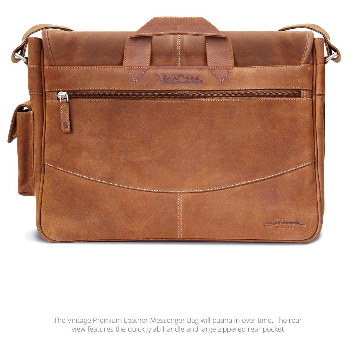 Rear View of the leather Messenger Bag for MacBook Pro