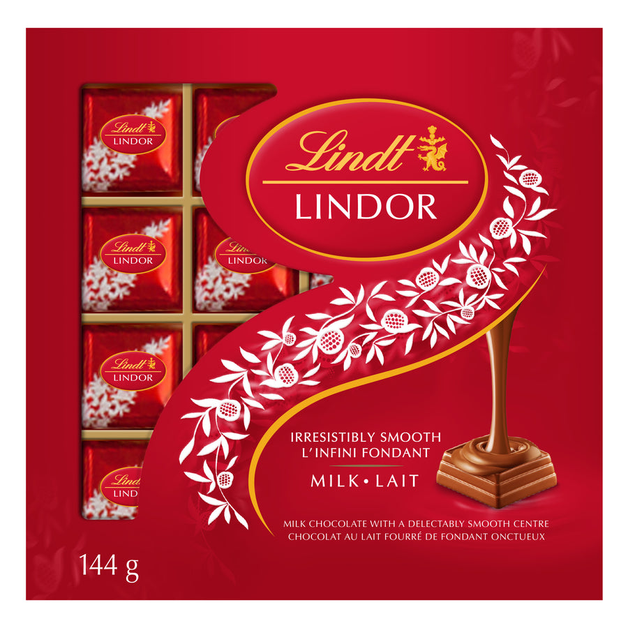 Lindt LINDOR Milk Chocolate Squares Box 144g (Delivery