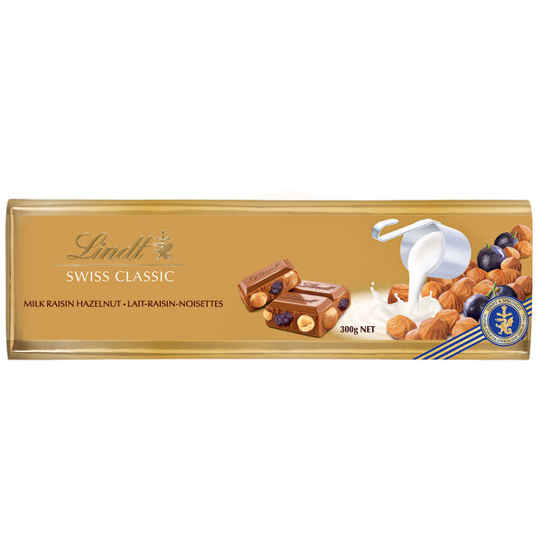 Lindt SWISS CLASSIC Gold Milk Chocolate with Raisin ...