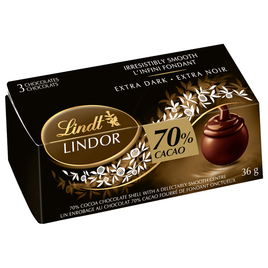 Lindt LINDOR 70 Cacao Dark Chocolate 3Pack Carton (16 x