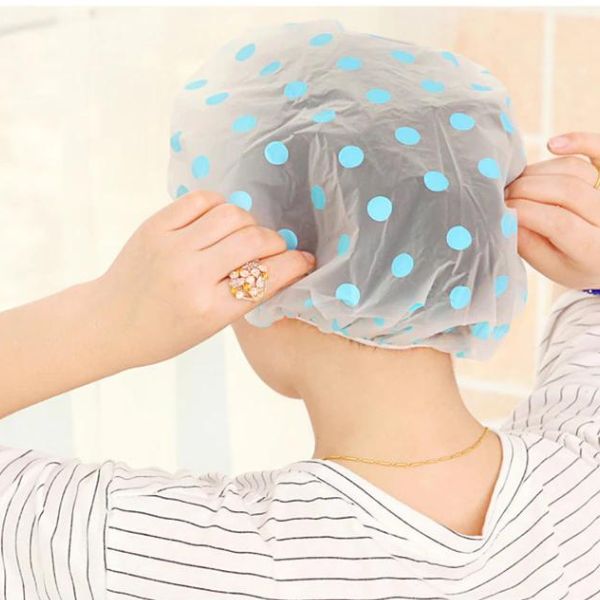 Bonnet de Douche Plastique avec Des Bandes Élastiques Pour Femmes Filles Douche SPA Salon