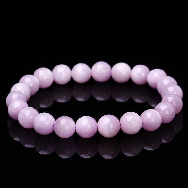 Bracelet de perles de Kunzite violette naturelle