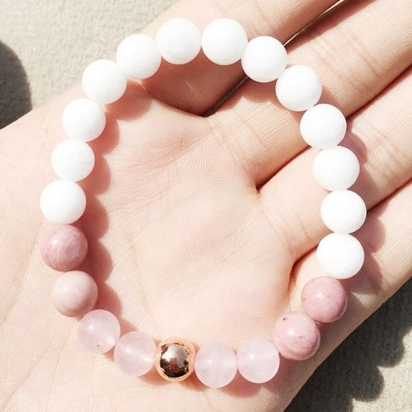 Bracelets en pierre de lune et Quartz Rose naturel