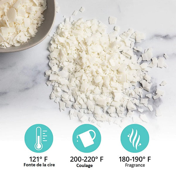 Cire mélange (C1), cire de soja + stéarine, 100% végétal, flocons, pour  bougies en contenants à partir de 500gr – Droguerie Garrone