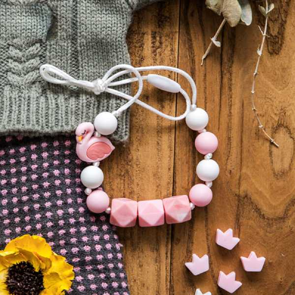 Collier d'allaitement avec perles sur une chaîne, matériel de puériculture, cadeau pour bébés